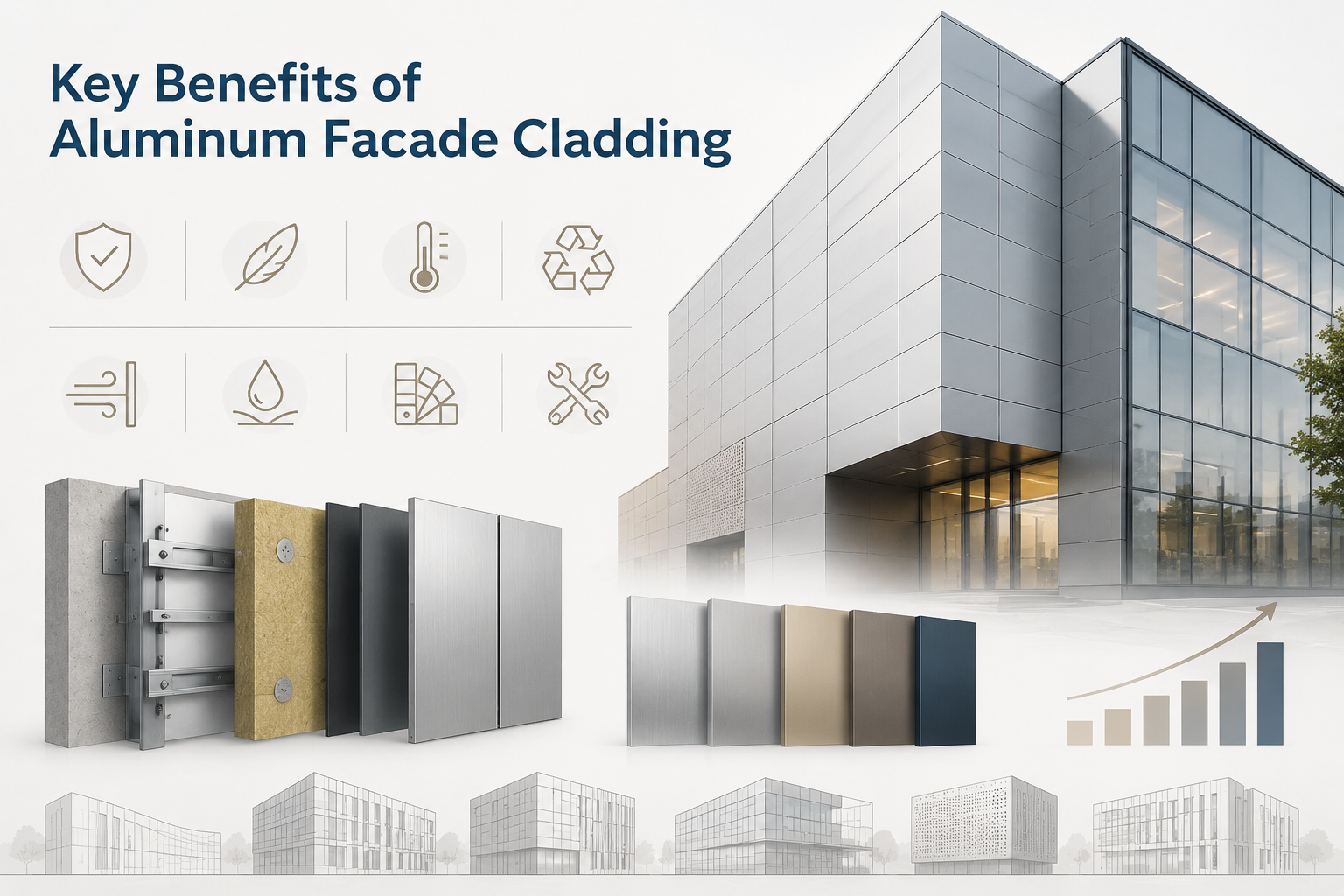 Aluminum Facade Cladding 101: Benefits, Types, and Installation Methods, Key Benefits of Aluminum Facade Cladding, Aluminum Facade Cladding, illustration 2