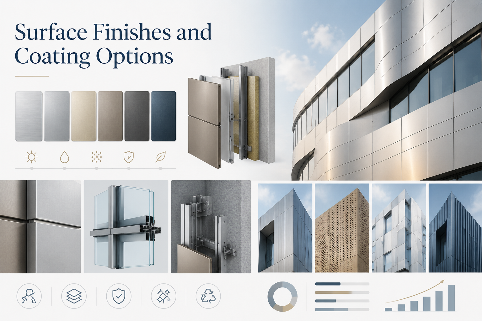 Aluminum Facade Cladding 101: Benefits, Types, and Installation Methods, Surface Finishes and Coating Options, Aluminum Facade Cladding, illustration 4