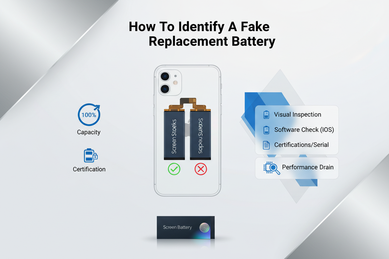 Reparação DIY de Bateria de iPhone: Erros Comuns a Evitar, Como Identificar Uma Bateria de Substituição Falsa, substituição de bateria de iPhone, ilustração 3