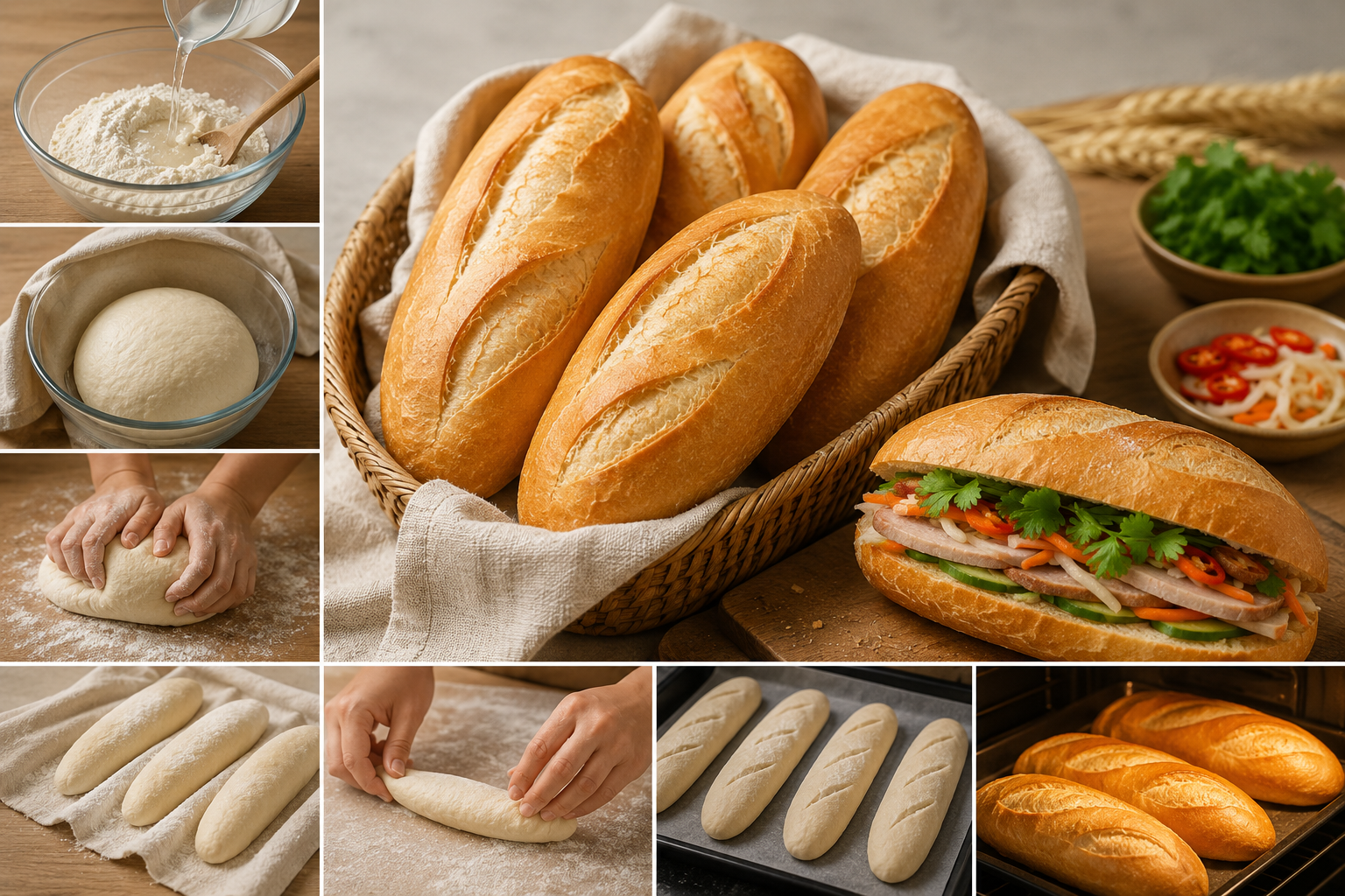 Bí quyết làm bánh mì Việt Nam tại nhà ngon chuẩn vị, vỏ giòn ruột xốp