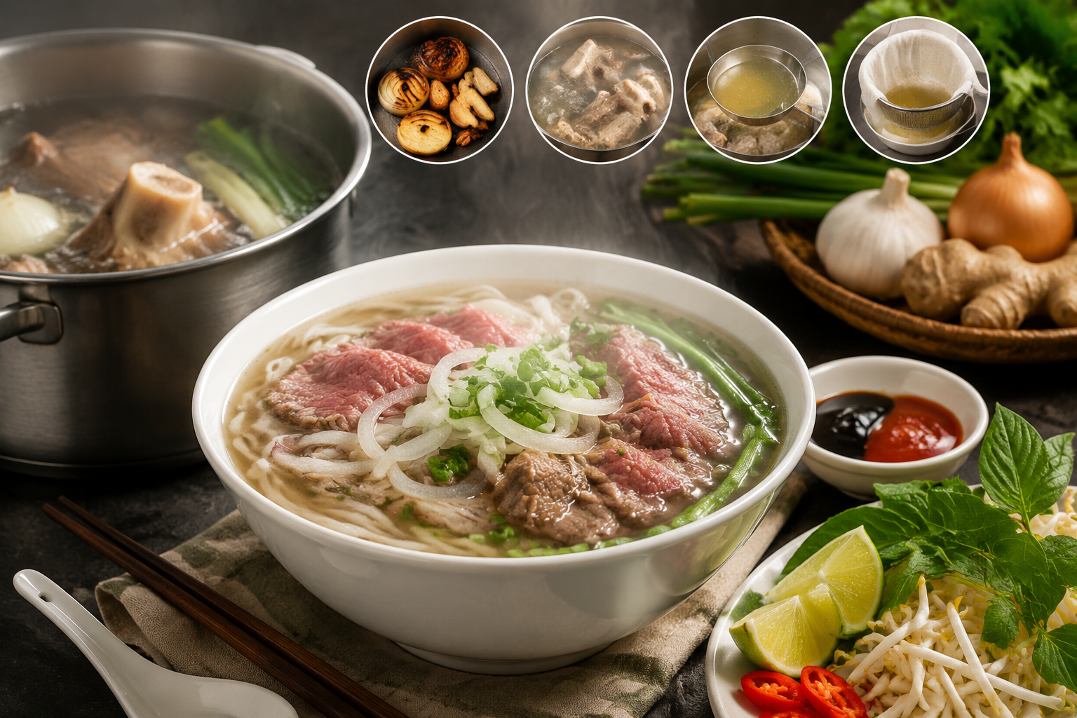 Cách nấu phở bò ngon chuẩn Hà Nội tại nhà – bí quyết nước dùng trong vắt, thơm nức