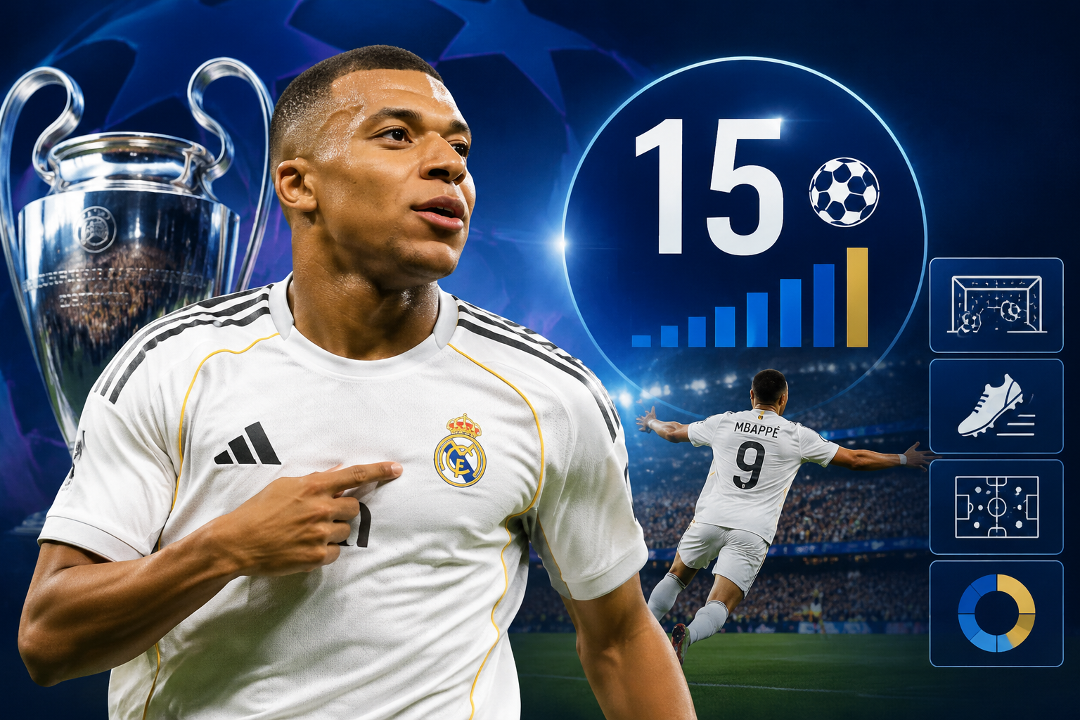 Mbappe Real Madrid Champions League 2026: 15 bàn thắng và thống kê UEFA ấn tượng